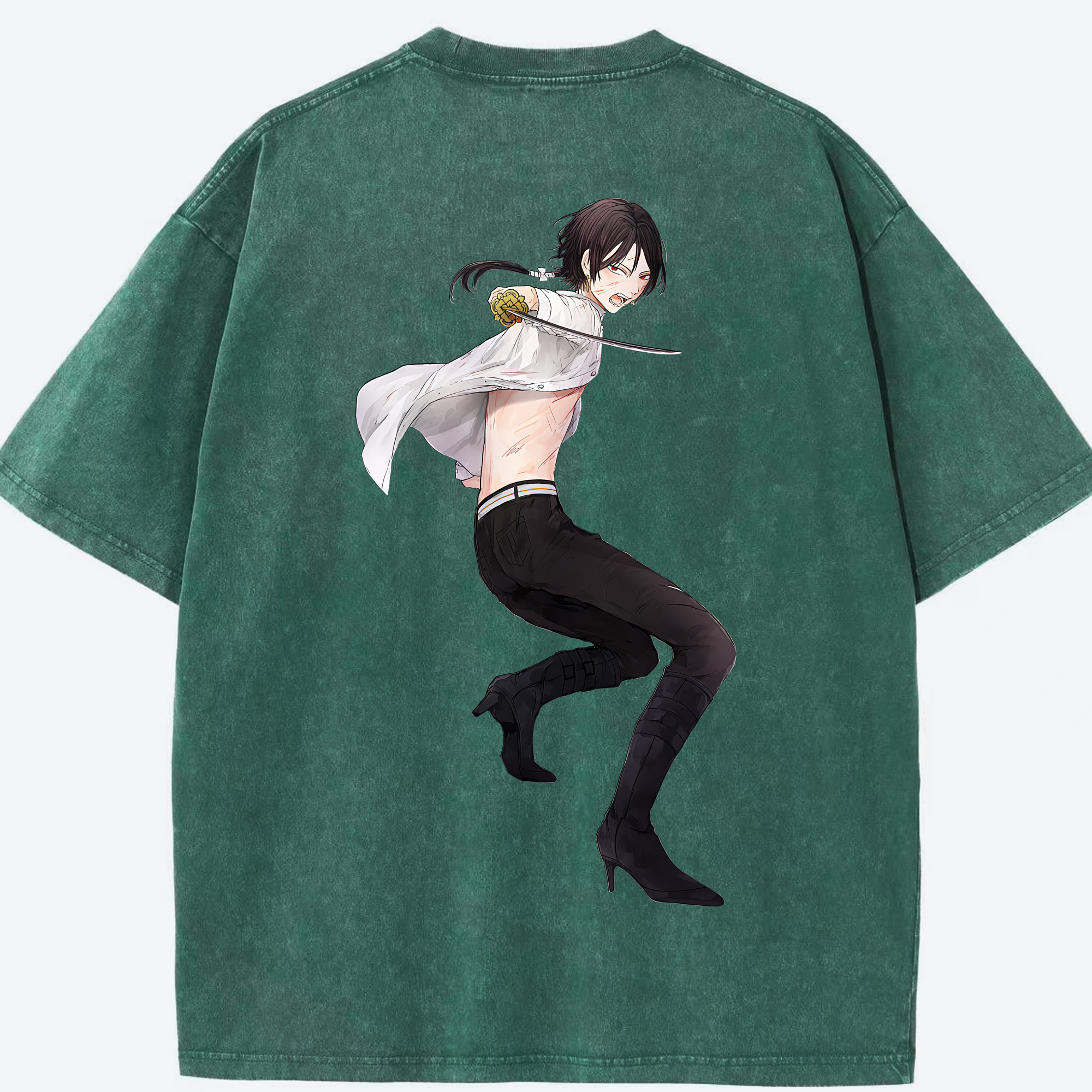 （画像用） 刀剣乱舞 Touken Ranbu 綿100% ヴィンテージ風 半袖Tシャツ（背面プリント）